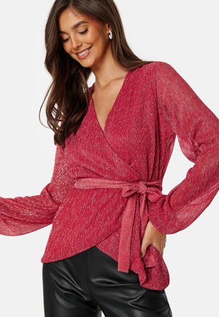 Happy Holly Perley sparkling wrap top Red Klær