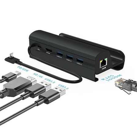 Type-C HUB pelikonsolin jalusta MUSTA