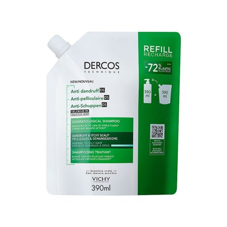 Vichy Dercos Skælshampoo til Normal/Fedtet Hårbund 390 ml, Refill, Hår, Skælshampoo