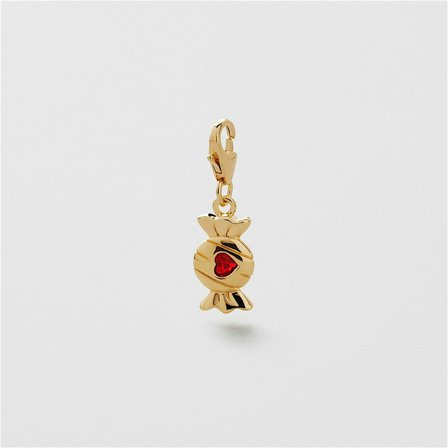 Red Heart Candy Charm - 24K GULDPLÄTERAT STERLING SILVER - Safira
