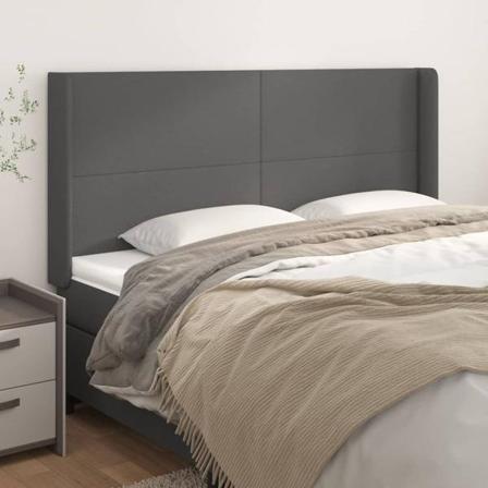 Vidaxl Huvudgavel Med Kanter Grå 203x16x118/128 Cm Konstläder Grå
