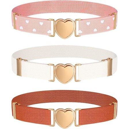 3 stk. pige bælter børne elastiske strækbælter justerbare strækbælter elastisk hjerte børnebælte til piger LYB
