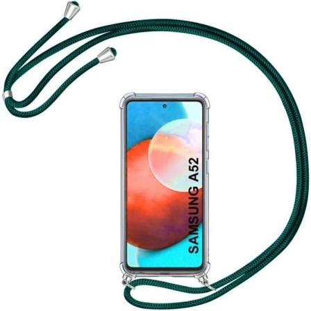 Fodral för Samsung A52 5G (6,5 tum) TPU Stötsäker förstärkt hörn Tunt skydd Förstärkta hörn + linne Nattgrön Transparent-midnattsgrön