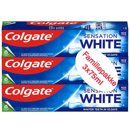 Colgate Tandpasta Sensation White 3x75 ml, Medicin & Pleje, Mund & Tandpleje, Tandpasta