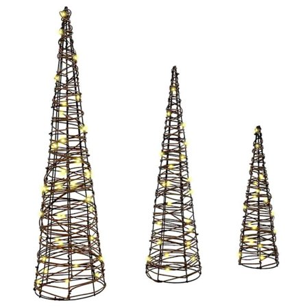 Julgran med 90 LED-lampor 3 pcs Varmvit 20 x 20 x 80 cm Rotting