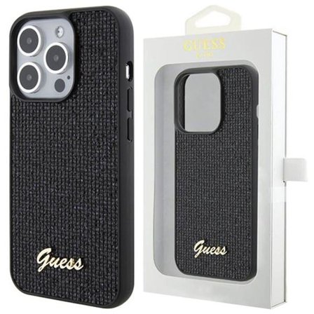 Guess Disco Metal Script-deksel til iPhone 15 Pro - svart