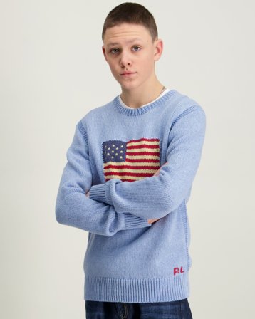 Polo Ralph Lauren The Iconic Flag Sweater Blauw Truien Jongens - Kids Brand Store