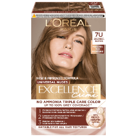 L'Oréal Paris Excellence Universal Nudes 7U Blonde Hårfärg Unisex Beige ONESIZE