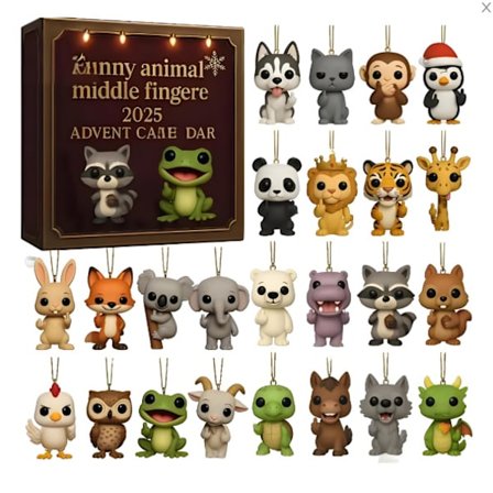 Julekalender 2025 - Dyr (2D-plan, juletrepynt)