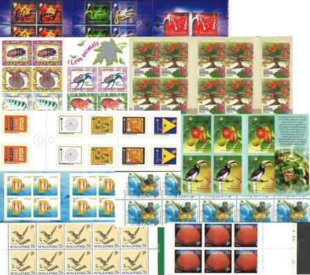 Singapore - 10 frimærkehæfter og hæftesammentryk 1989-2001 - Postfrisk