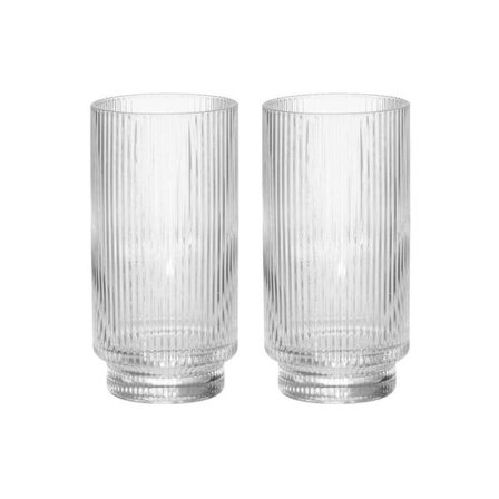 Drikkeglass med ribber i klart glass, 49 cl, 2-pk