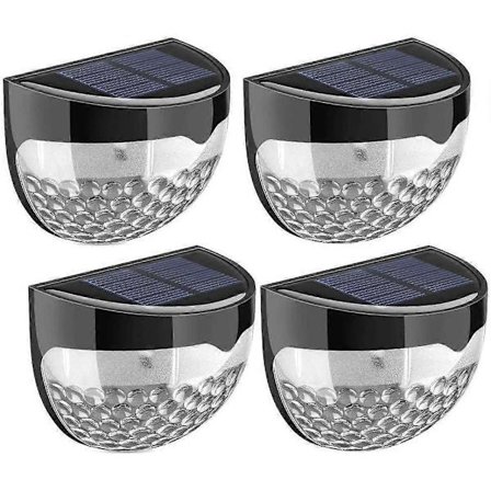 4 stk. Solar Hegnslys | Dekorativ Havelampe | Udendørs Væglampe Led, Trådløs, | Perfekt til Trappe Gårdhave, Trapper