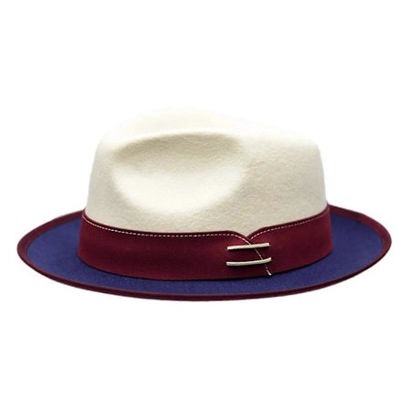 Elegant fransk stil uld fedora hat klassisk farveblok top hat til modeentusiaster vinter efterår patchwork H