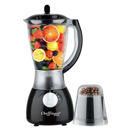 Blender 1,5L 1000W med 4 hastigheder og 6 rustfrie knive Cheffinger Sort