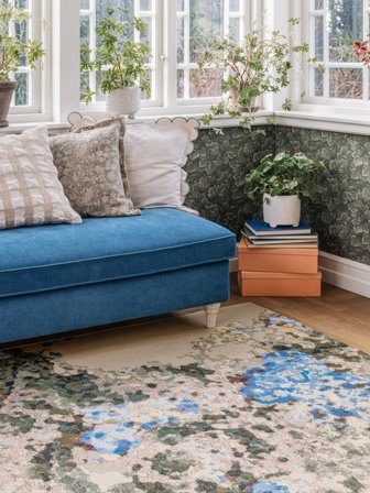 Indoor/Outdoor Rug Floral Washable Villea - Blue 200X300