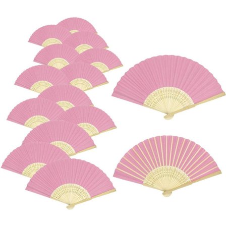 15 stk håndholdt vifte sammenleggbar papirvifte for dans, fest, piknik, bryllupsfest gave, gjestegave bryllupsdekorasjon (rosa)