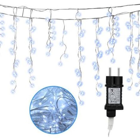20m LED-lysslyng med istapper, julelys til hagen, kald hvit