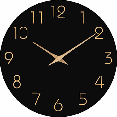 25 cm Puinen Seinäkello Hiljainen Ei Tikaa Seinäkellot - Laadukas Kvartsi Paristokäyttöinen - Moderni Yksinkertaisuus Musta