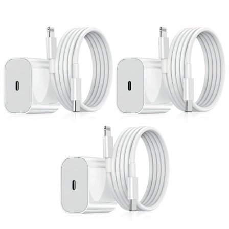 (pow yeah!) 3-pack - iPhone-laddare - Snabbladdare - Adapter + 2m kabel 20W Lightning Vit 3-pack iPhone (NT) 3-Pack Lightning