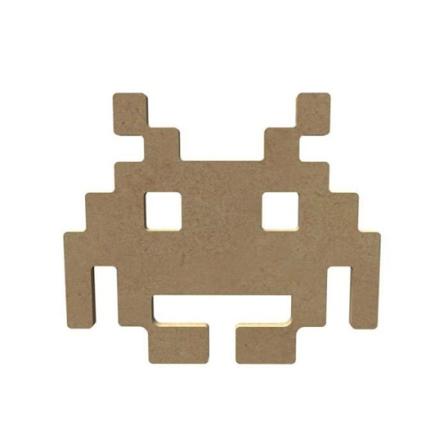 Ekstra-terrestrisk space invader i MDF-træ til dekoration - 15 cm