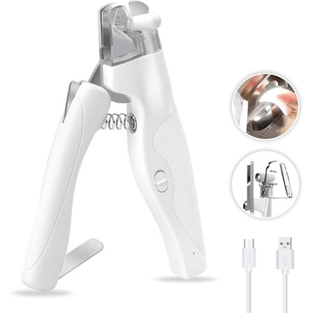 Kløvklipper til kæledyr, negleklipper til hunde og katte med LED-lys for at undgå overskæring