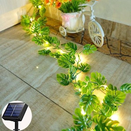 Ulkoilma Solar Roses Leaves Rattan String Lights 2m 20leds Fairy