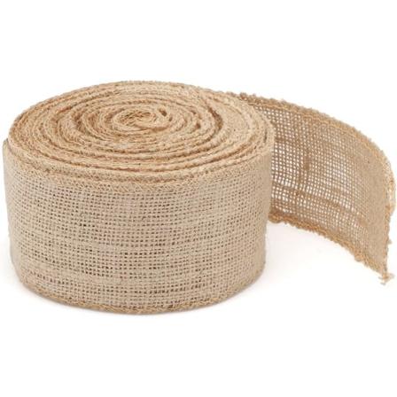 2 stk natur jutebånd 6cm x 10m håndlaget linbånd