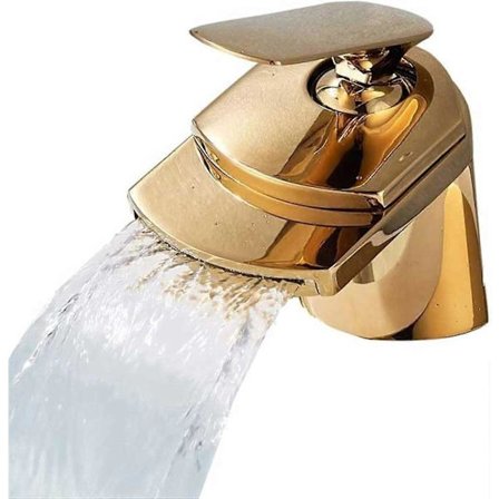 Køkkenvaskarmatur Gyldent Vandfald Tud Bassinvaskarmatur Bro Montering Gylden Messing Varmt Koldt Enkeltgrebs Badeværelsesarmatur Krom Vanity Vask