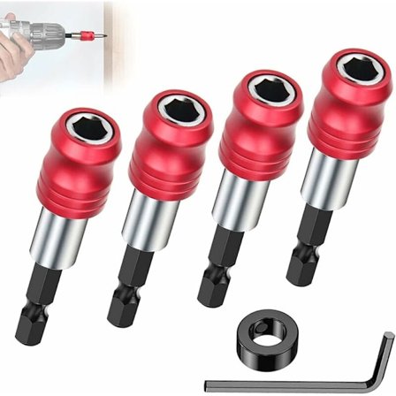 Magnetisk bitholder, 1/4" 60mm slagboremaskine bitholder, 4 stk. sekskantet skaft magnetisk skruetrækker bitholder, magnetisk skruetrækkerforlænger, 