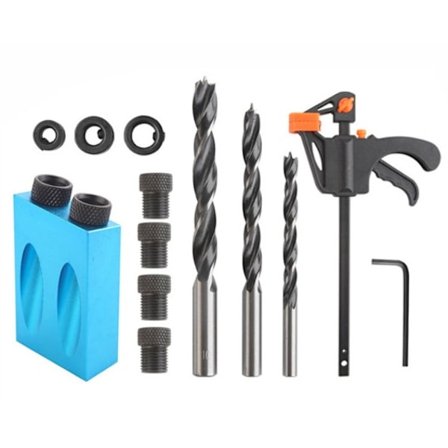 Bortilbehør 15 stk Trebearbeiding Borguide, Stanseringslokalisator, 15 Graders Lommehulljigg, 6/8/10mm Hulladapter, Borguidejigg