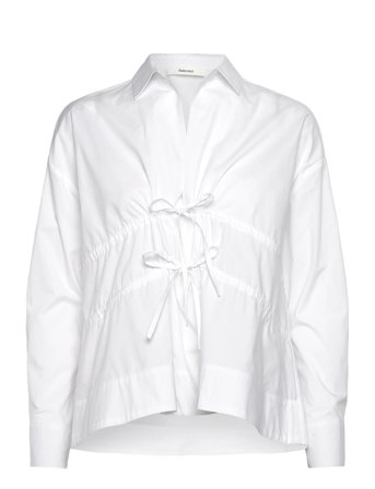 Slfruna-Ally Ls Tie Top Ex White Selected