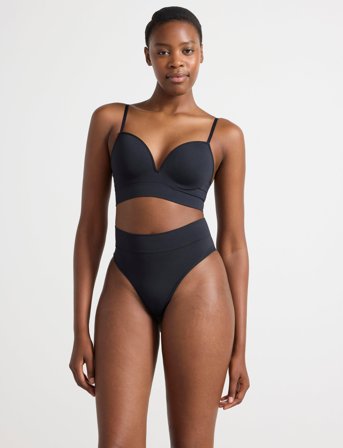Lindex Brief Thong High Seamless Joy - Black - S