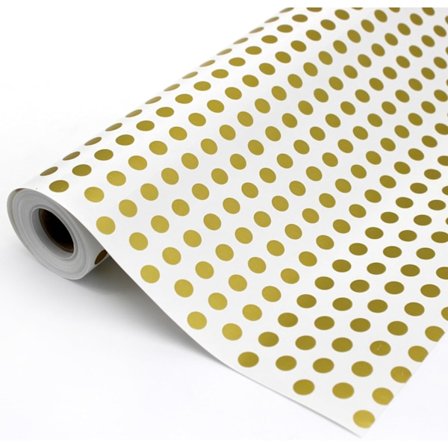 Innpakningspapirrull 70CM x50CM Gull Polkadotter. Ideell for: Gaveinnpakning, jubileer, Helligtrekongersdag og jul. (Gull)