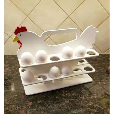 Hvid æggebakke i træ, bærbar æggeholder, køkken æggebakke stora