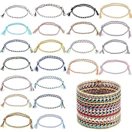 Vennskapsarmbånd, 22 stk. Nye armbånd Vevde Håndlagde Vennskapsarmbånd for Jenter, Boho Vevde Flettede Armbånd