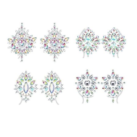 4 Ark Rhinestone Pasties Glitter Pasties Bryst Dækker Krystal Bryst Petal