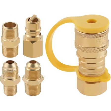3/8 tommer Naturgas Hurtigkoblinger, Propangas Grill Hurtigkoblingsadapter Sæt, Lp Gas Propanslange Hurtig Afbrydersæt, Messingrør Fittings