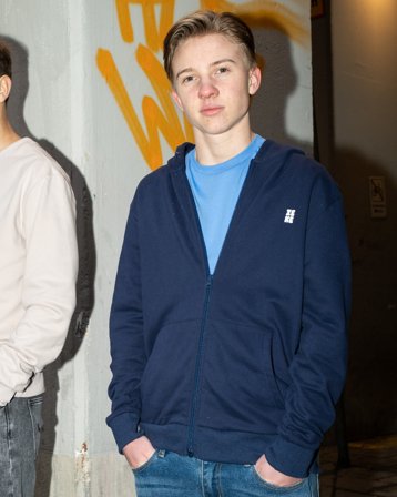 Zeke Essential Chest Print Zip Hoodie Blå Hoodies/Hættetrøjer Dreng - Kids Brand Store