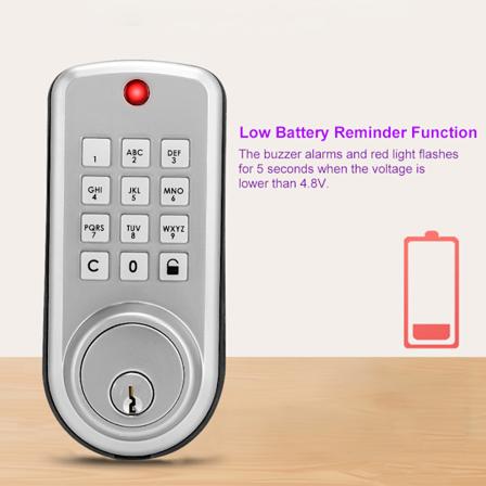 Justerbar Lås Tung Smart Lösenord Tangentbord Anti-Stöld Elektronisk Dörrlås med 2 Nycklar (Silver)