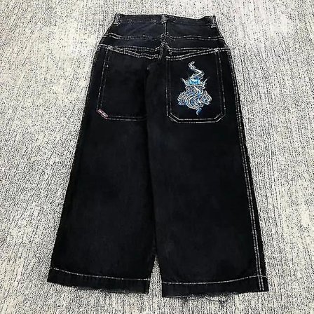 Baggy Jeans Hip Hop Rock Broderimönster Män Kvinnor 2024 Nytt Mode Streetwear Retro Harajuku Hög Midja Vida Ben Jeans