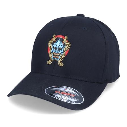 Iconic - Svart flexfit Caps - Oni Demon Mask Black Flexfit @ Hatstore