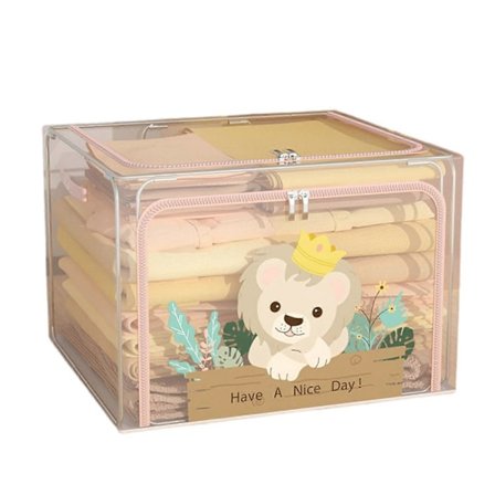 Stor Förvaringslåda med Handtag Transparent Design Dragkedja Multifunktionell Hem Täcke Förvaring