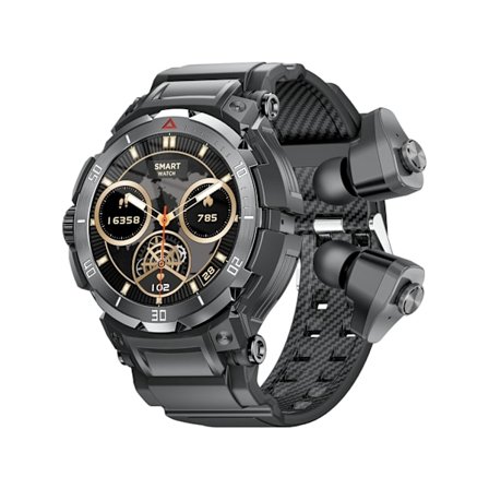 Militært Smartwatch med Hovedtelefoner til Mænd, Robust Taktisk Fitnessur med 1.46'' Rund HD Fulltouch Skærm