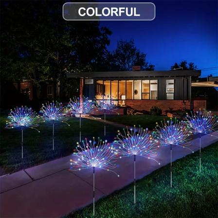 Sol Fyrværkeri Lys Udendørs IP65 Vandtæt Solar Have Blomster Lys Med 8 Belysning Modi