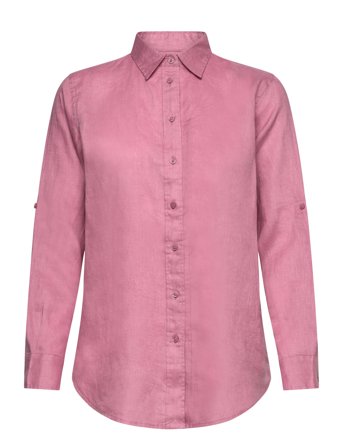 Relaxed Fit Linen Roll Tab–Sleeve Shirt Tops Shirts Long-sleeved Pink Lauren Ralph Lauren