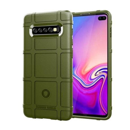 Samsung Galaxy S10 Plus anti-chok gittertekstur etui - Army Grøn Green