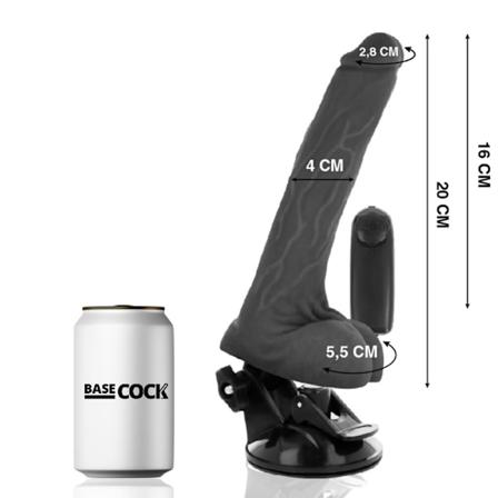 Basecock - Realistinen musta kaukosäätimen vibraattori kiveksillä 20 cm -O- 4 cm