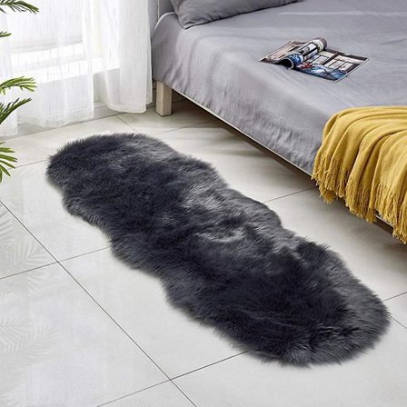 Imiteret Pels Tæppe - Shaggy Fåreskind Fluffy Tæppe Kunst Tæpper Chic Gulvtæppe Soveværelse Stue Dekoration