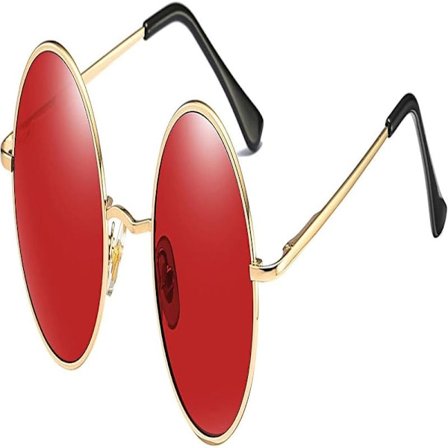 Røde Klassiske Runde Polariserte UV400 Solbriller med Lennon Style V