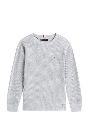Tetxured Waffle Tee Ls Grey Tommy Hilfiger